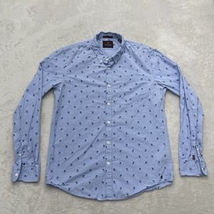 Scotch & Soda Shirt Mens Extra Large XL Blue Long Sleeve Button Up Dot